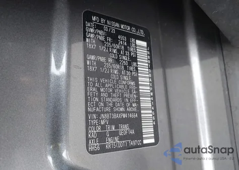 2023 Nissan Rogue Sv Fwd from USA, damaged, VIN JN8BT3BAXPW414664